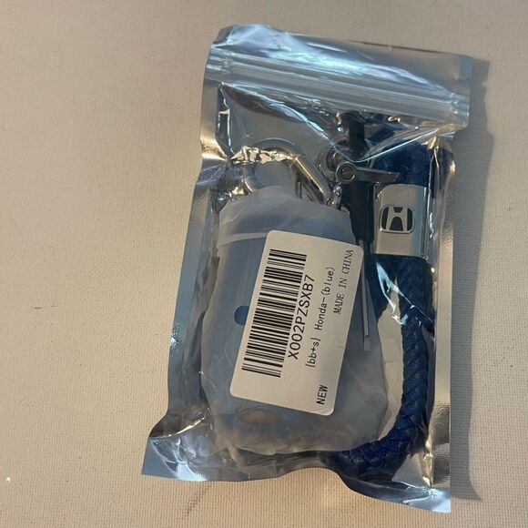 Honda Key Fob Keychain in Blue Leather & Fob Case Cover in Blue NWT - Picture 7 of 7